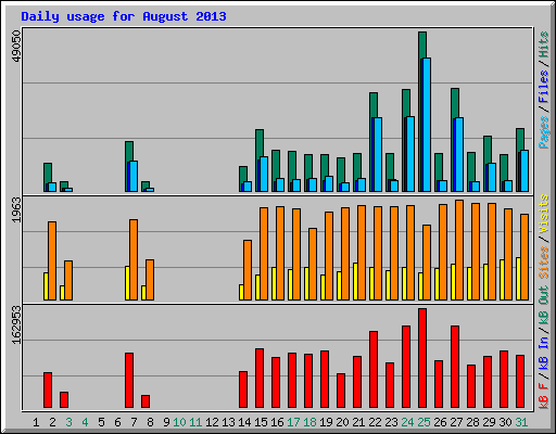 Daily usage for August 2013